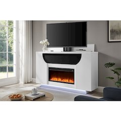 Aveena White 76" Ent Unit With Tv, Led, Speakers, Crystal And Pop-Up