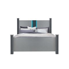 Logan Silver King Bed With Led And Speakers