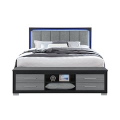 Emma Black/Grey King Bed With Led And Usb