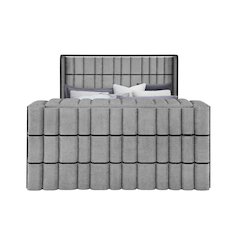 Isabella Grey King Bed W/Led, Tv Lift, Speaker And Fireplace