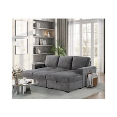 U2660 Grey L Sofa Bed Sectional With Pullout
