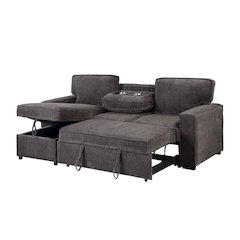 Transitional Reversible Pull Out Sofa Bed, Dark Grey