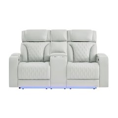 U8611 Blanche Silver Pwr Con Rec Loveseat With Phr, Led & Speaker
