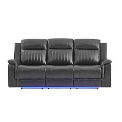 U8879 Blanche Charcoal Pwr Rec Sofa W/Led & Global Surround System
