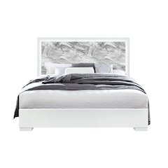 Naomi Silver Marble King Bed With Led