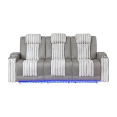 U8000 Grey Pwr Rec Sofa W/Phr, Ddt, Reading Light & Led Light