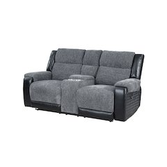 Traditional Glam Console Reclining Loveseat, Black,Grey