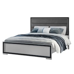 Contemporary Amelia Grey Black Full Bed, Led, Black,Grey