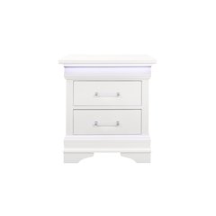 Traditional Glam Charlie White Nightstand With Led, White