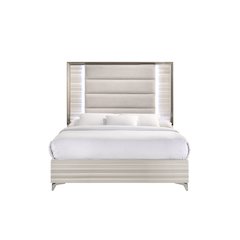 Modern Zambrano White Queen Bed With Led, White