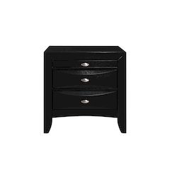 Transitional Linda Black Nightstand, Black