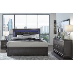 Contemporary Pompei Metallic Grey Full Bed In A Box, Metallic Grey