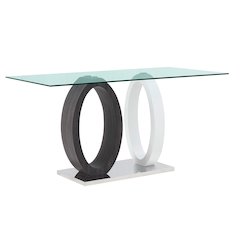 Contemporary Dining Table, Clear,Dark Grey,Silver,White