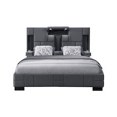 Contemporary Oscar Dark Grey 8 King Bed No Wood Trim, Dark Grey 8