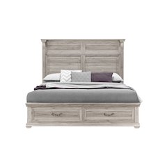 Contemporary Tatum Natural Queen Bed With Storage, Natural