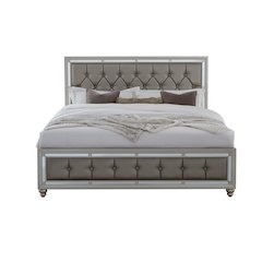 Transitional Glam Riley Silver Queen Bed, Silver