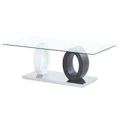Contemporary Coffee Table, Clear,Dark Grey,Silver,White