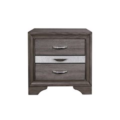 Traditional Glam Seville Grey Nightstand, Malamine Grey