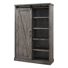 Avondale Rustic Barn Door Bookcase, Gray