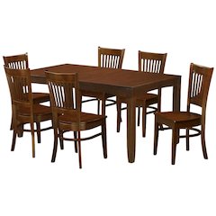 Espresso Kitchen Table and Chairs Set, 7 Pc Dining Table Set for 6
