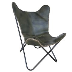 AmeriHome Genuine Leather Butterfly Chair - Forest Green