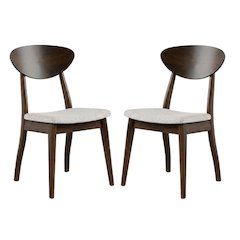 Rich Walnut Solid Wood Dining Chairs - Set of 2
