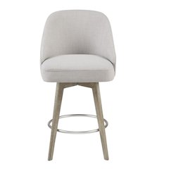 Gray Swivel Counter Stools with Solid Wood Frame, Ideal for Kitchen or Bar