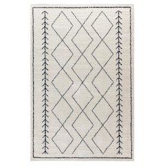 Geometric Style Bohemian Shag Area Rug - 5' x 7' - Ivory