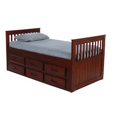 Twin Mission Rake Bed W/6 Drawer Under Bed Storage