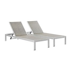 Aluminum Patio Lounge Chairs Set Of 2 With Weather-Resistant Frame