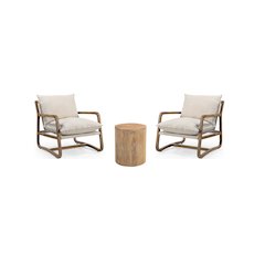 Reed 3-piece Solid Wood Living Room Table Set, Brown