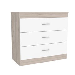 Melia Three Drawer Dresser Light Gray / White MDF