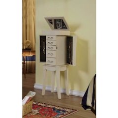 Paris White Jewelry Armoire Cabinet Organizer