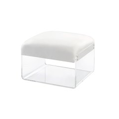 White Lucite Acrylic Padded Square Ottoman Bench Seat