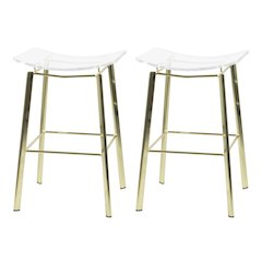 Acrylic Artina Gold Chrome Barstools - Set of 2