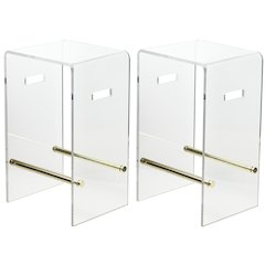 Gold Lucite Acrylic Nesting Bar Stools Glam Set of 2