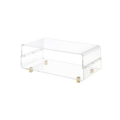 Gold Acrylic Coffee Table Glam Lucite Clear Glass Frame