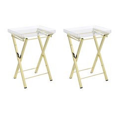 Jace Folding End Table- Gold - Set of 2