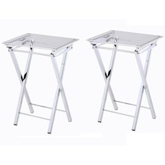 Millenial Collection - Mari Folding Tray Table in Chrome - Set of 2