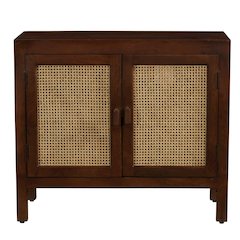 Brown Solid Natural Mango Wood Two-Door Sideboard Cabinet
