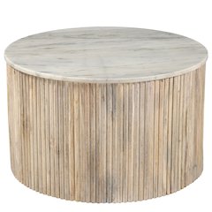 White Marble Top Solid Mango Wood Square Coffee Table