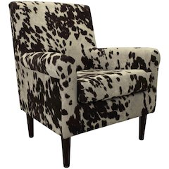 Ellis Rolled Arm Lounge Chair - Cowhide Brown
