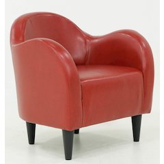 Julian Mid Century Arm Chair - Leatherette Red