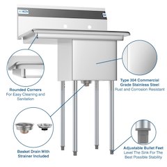 29 in. One compartment Restaurant Sink