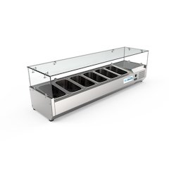 59 in. Six Pan Refrigerated Countertop Condiment Prep Station -