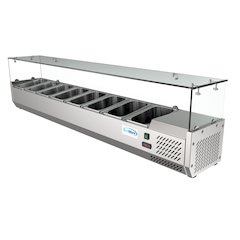 71 in. Eight Pan Refrigerated Countertop Condiment Prep Station -