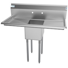 44 in. One Compartment Sink with 2 Drainboards, Bowl Size 12"x 16"x 10"