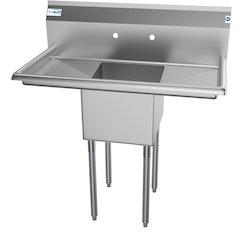 38 in. One Compartment Sink with Drainboards, Bowl Size 14"x 16"x 11"