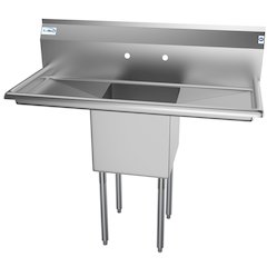 45 in. One Compartment Sink with Drainboards, Bowl Size 15"x 15"x 12"