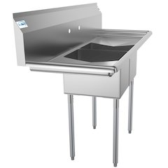 56 in. Two Compartment Sink with 2 Drainboards, Bowl Size 12"x 16"x 10"